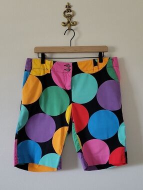 Loudmouth Golf Black Long Shorts Large Dot Print Size 12